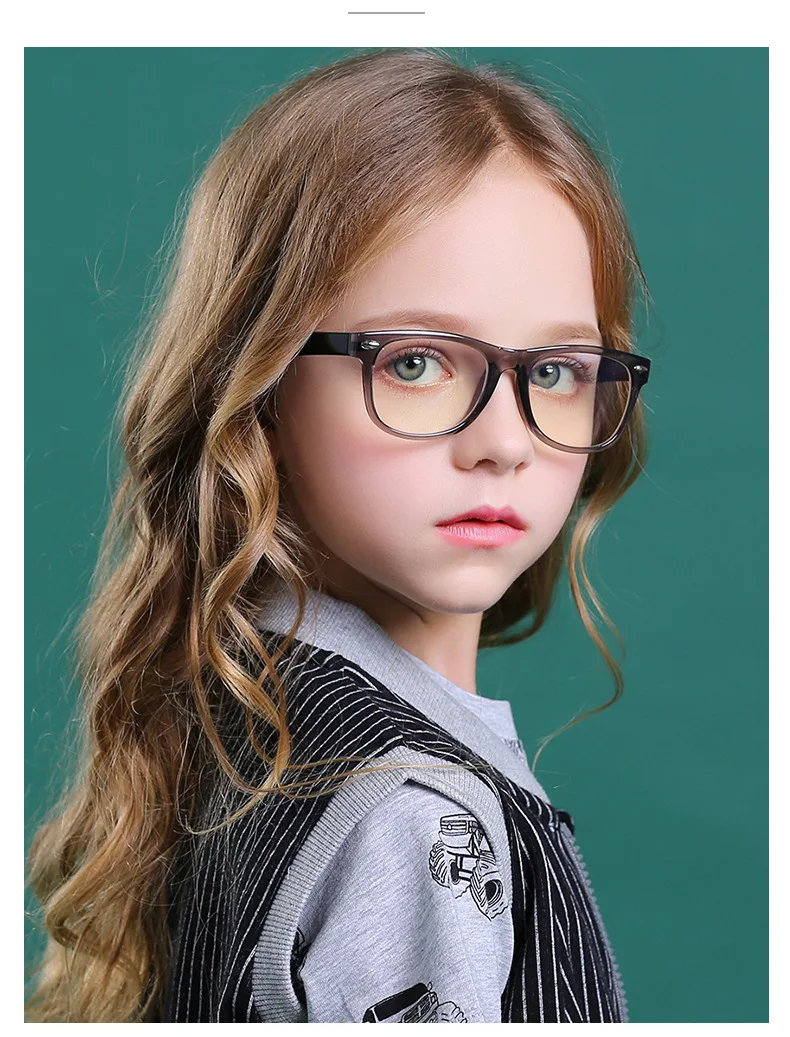 55197 Retro Square Blue Light Blocking Glasses for Girl Optical Glasses Frame Boy Anti Glare Computer Eyeglasses Child Uv400