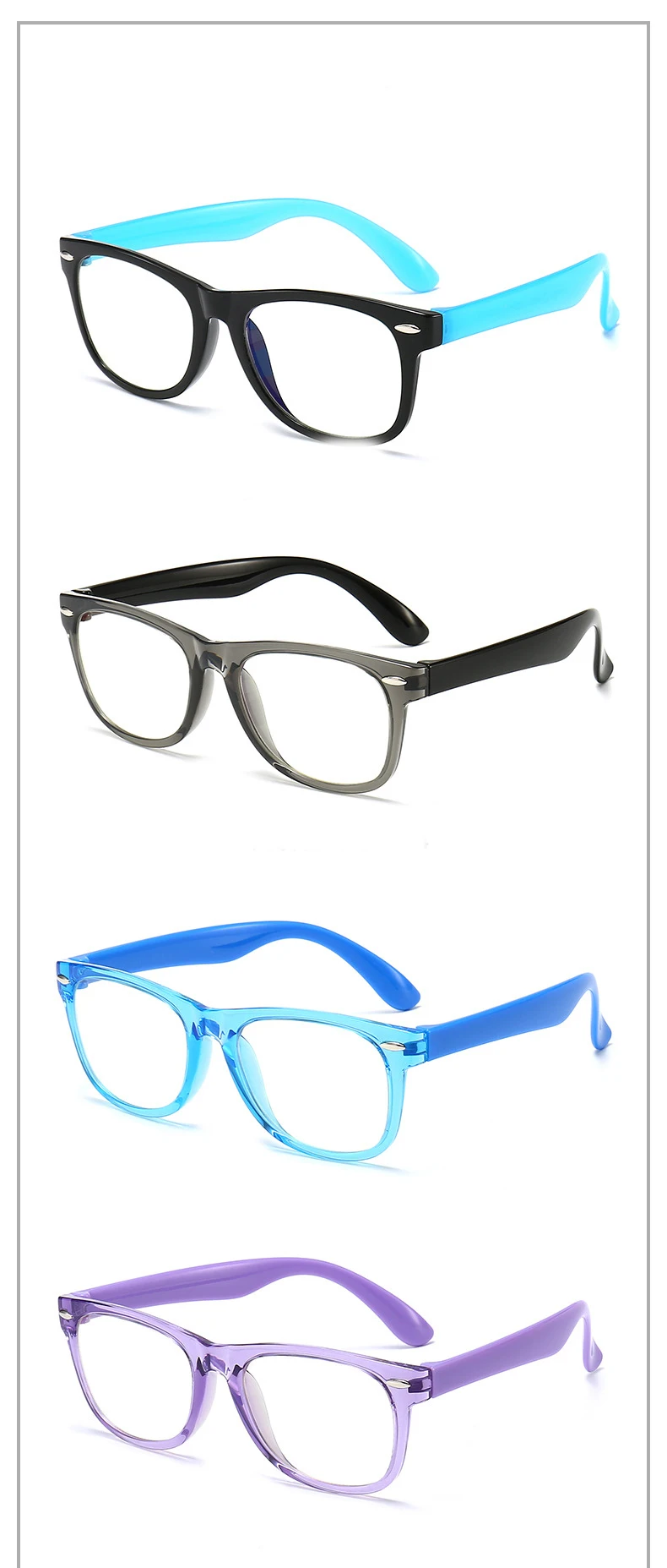 55197 Retro Square Blue Light Blocking Glasses for Girl Optical Glasses Frame Boy Anti Glare Computer Eyeglasses Child Uv400