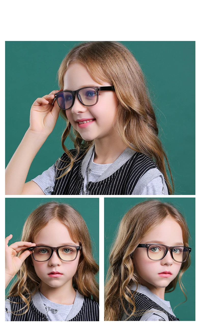 55197 Retro Square Blue Light Blocking Glasses for Girl Optical Glasses Frame Boy Anti Glare Computer Eyeglasses Child Uv400