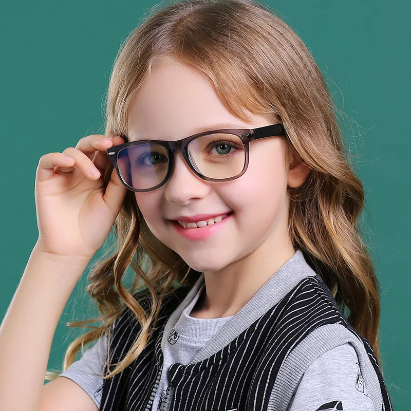 55197 Retro Square Blue Light Blocking Glasses for Girl Optical Glasses Frame Boy Anti Glare Computer Eyeglasses Child Uv400