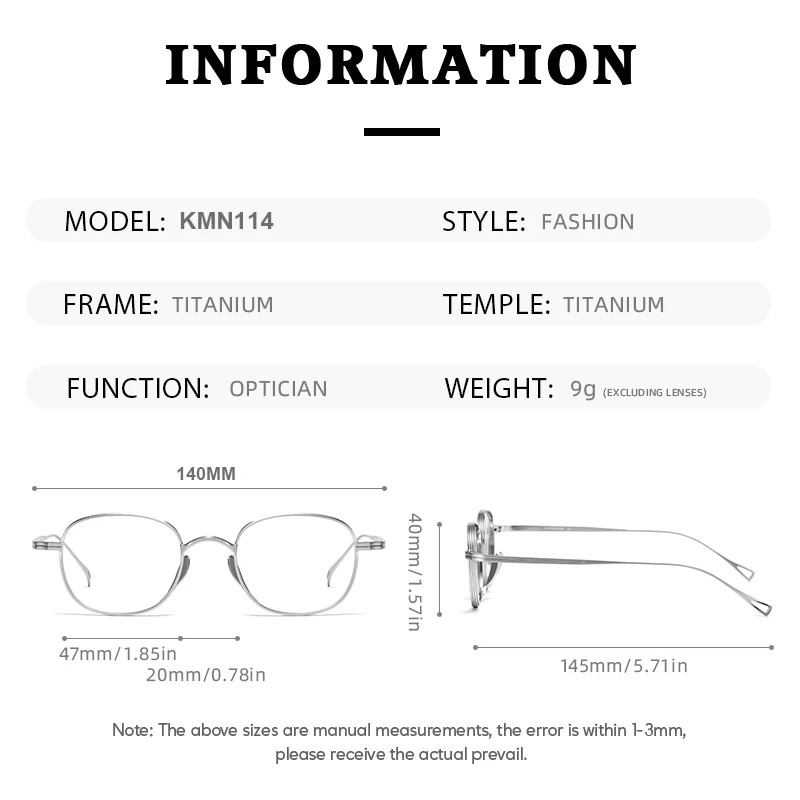 Japanese Pure Titanium Optical Glasses Frame For Men Retro Small Frame Myopia Eyeglasses Flat Spectacle prescription Frames 19K