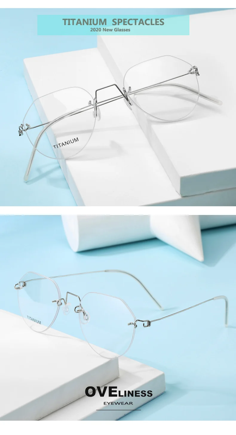 2020 Titanium Rimless Glasses Frame for Men women Prescription Eyeglasses Man Frameless Myopia Optical Frames Spectacles Eyewear