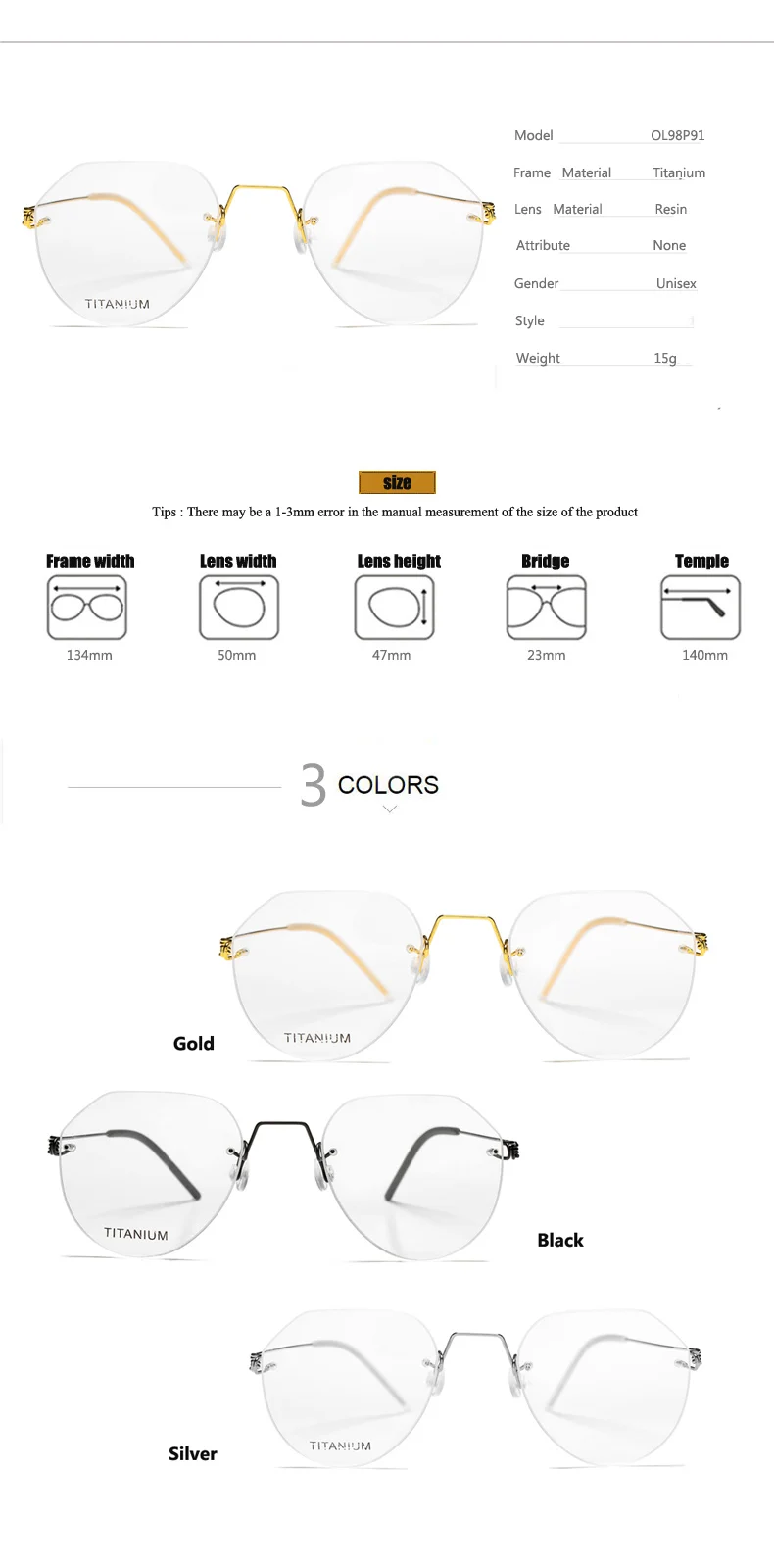 2020 Titanium Rimless Glasses Frame for Men women Prescription Eyeglasses Man Frameless Myopia Optical Frames Spectacles Eyewear