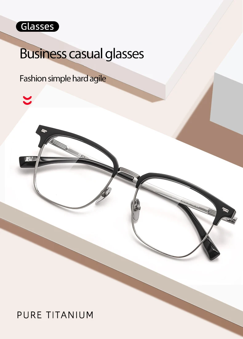 Pure Titanium Frame Glasses Full Rim Eye Glasses Spring Hinges Men Style Shortsighted Spectacles New Arrival Glasses