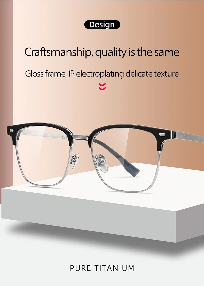 Pure Titanium Frame Glasses Full Rim Eye Glasses Spring Hinges Men Style Shortsighted Spectacles New Arrival Glasses