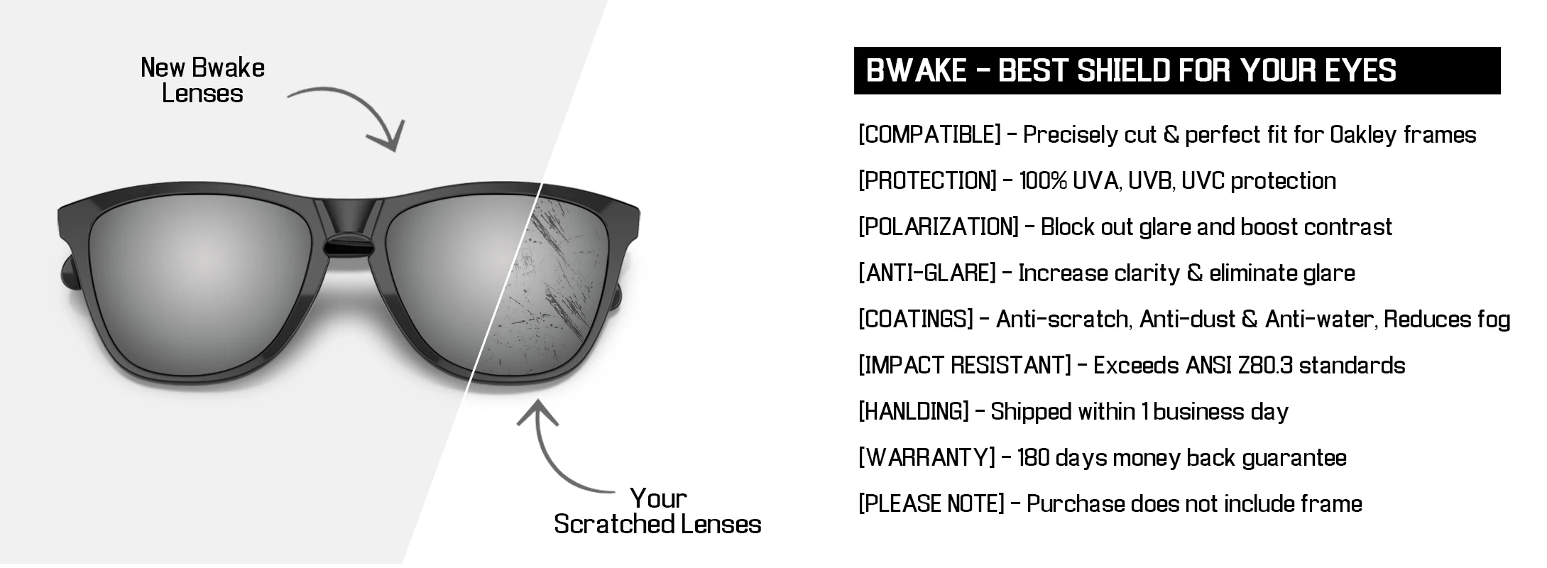 Bwake Polarized Replacement Lenses for-Oakley Conductor 8 OO4107 Sunglasses Frame - Multiple Options