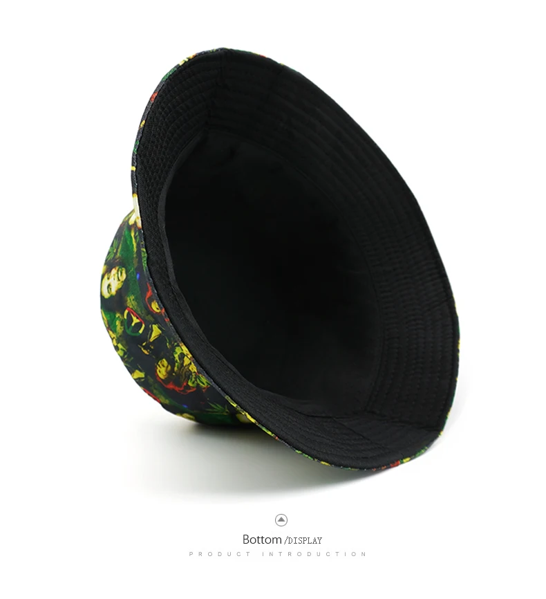 Bocca Bob Marley Printing Bucket Hat Rasta Style Pattern Fisherman Hat Jamaica Double Sides Panama Cap Outdoor Fashion New Style