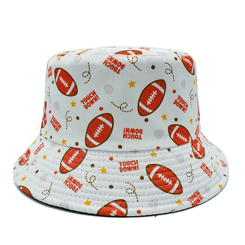 Bocca Cartoon Soccer Football Bucket Hat Rugby Ball Printing Pattern Fisherman Hats Double Sides Panama Cap Summer New Style