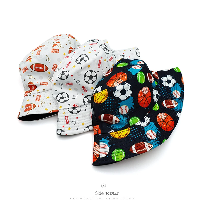 Bocca Cartoon Soccer Football Bucket Hat Rugby Ball Printing Pattern Fisherman Hats Double Sides Panama Cap Summer New Style