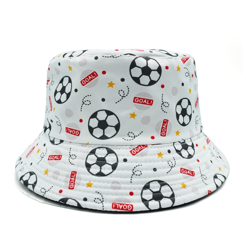 Bocca Cartoon Soccer Football Bucket Hat Rugby Ball Printing Pattern Fisherman Hats Double Sides Panama Cap Summer New Style