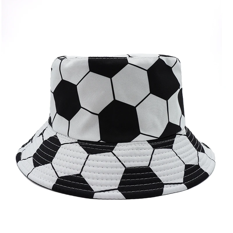 Bocca Cartoon Soccer Football Bucket Hat Rugby Ball Printing Pattern Fisherman Hats Double Sides Panama Cap Summer New Style