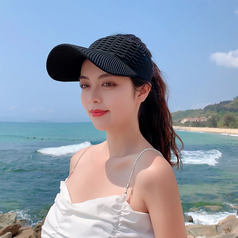 Women Ponytail Baseball Cap Outdoor Sports Cycling Anti-UV Sun Hats Hollow Out Breathable Empty Top Hat Summer Beach Caps