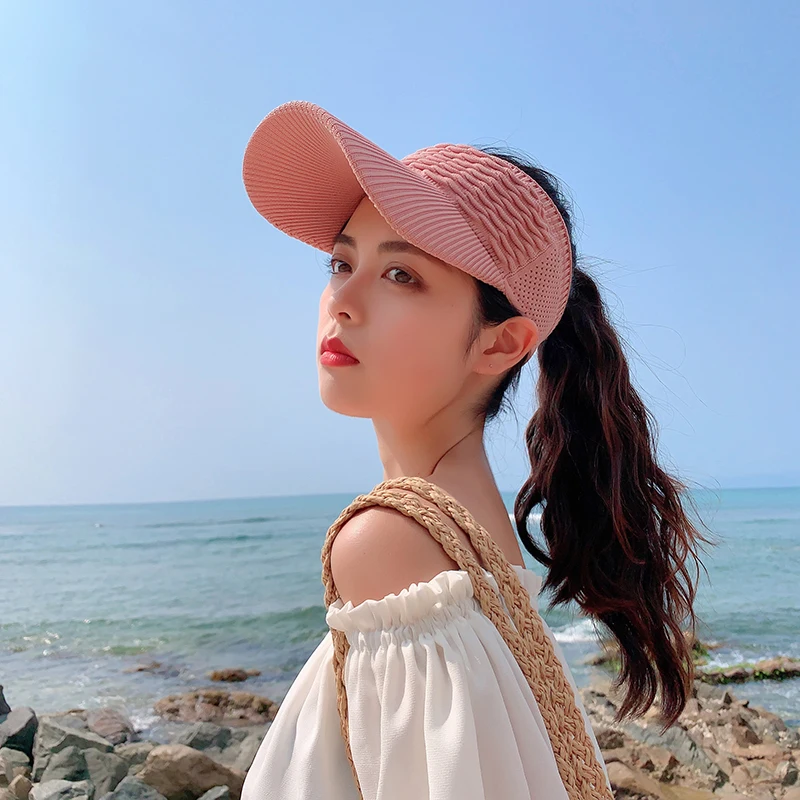 Women Ponytail Baseball Cap Outdoor Sports Cycling Anti-UV Sun Hats Hollow Out Breathable Empty Top Hat Summer Beach Caps