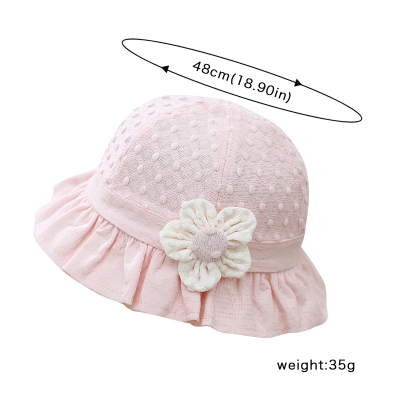 Lace Ruffle Baby Bucket Flower Princess Girl Sunscreen Fisherman Cap Summer Thin Cotton Newborn UV Protection Sun Hat 3-18M 모자