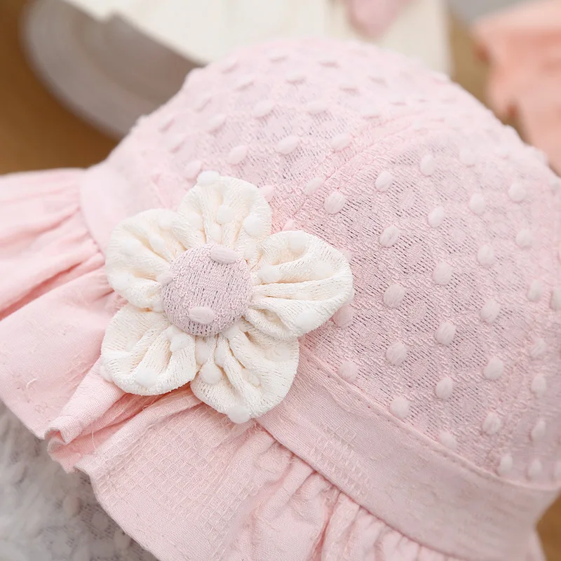 Lace Ruffle Baby Bucket Flower Princess Girl Sunscreen Fisherman Cap Summer Thin Cotton Newborn UV Protection Sun Hat 3-18M 모자