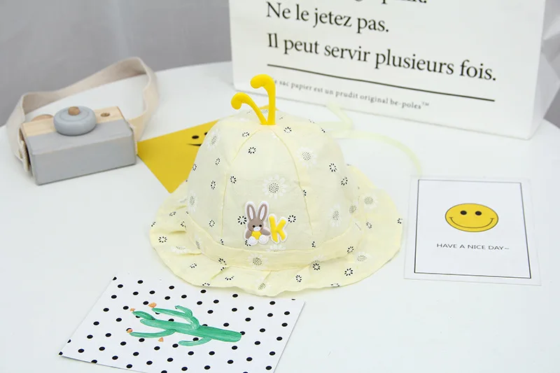 Children Hat Toddler Boys Girls Summer Cartoon Panama Sun Hat Baby Beach Fisherman Bucket Hat Kids Ear Cover Caps 0-8 Months