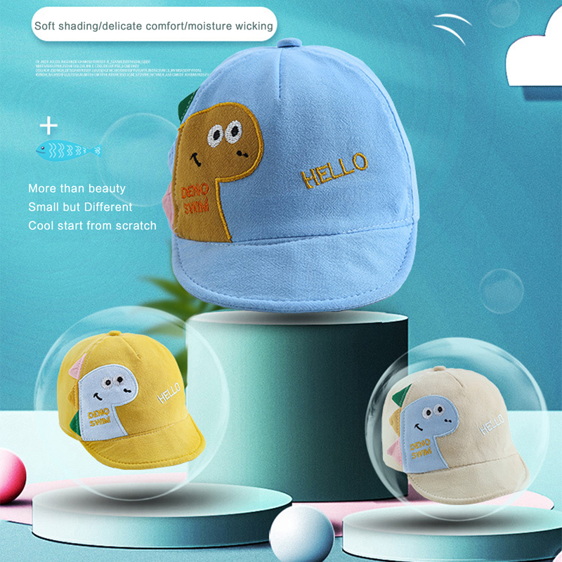 Pudcoco Kids Boys Girls Baseball Hats Cartoon Animal Pattern Peaked Cap Sun Protection Cap Sunscreen Sun Visor Hat 1-4T