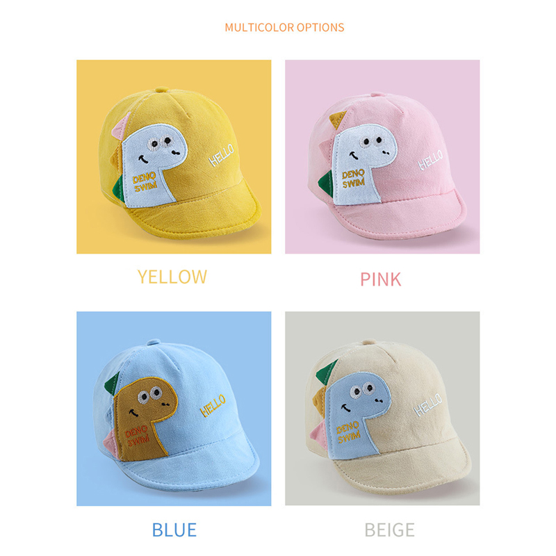 Pudcoco Kids Boys Girls Baseball Hats Cartoon Animal Pattern Peaked Cap Sun Protection Cap Sunscreen Sun Visor Hat 1-4T