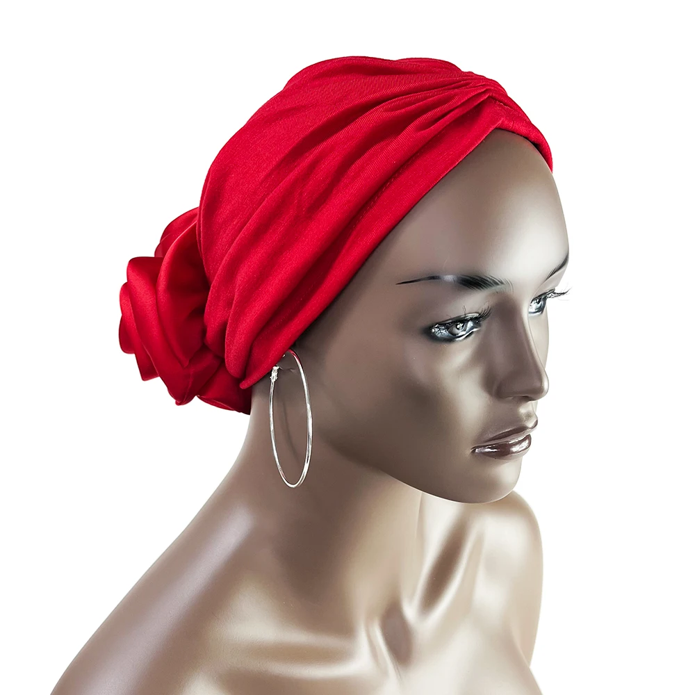 Stretch Bandana Head Wrap Satin Floral Women Party Turban Headwear Cap Hair Accessories