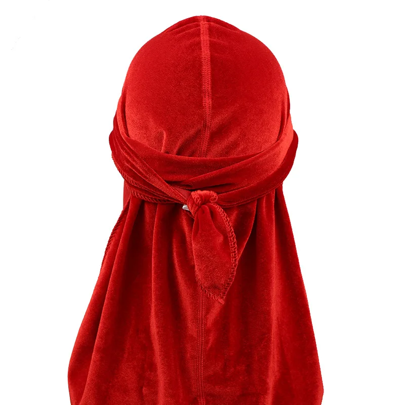 New Unisex Long Tail Velvet Breathable Durag Doo Rag Pirate Turban Hat hairband Bandanas Headwear Headwrap