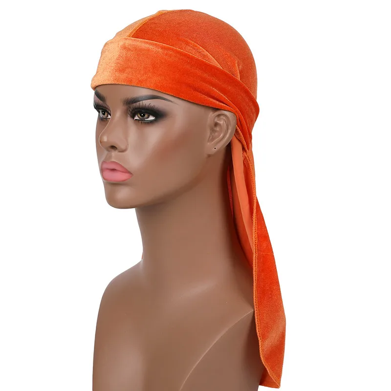 New Unisex Long Tail Velvet Breathable Durag Doo Rag Pirate Turban Hat hairband Bandanas Headwear Headwrap