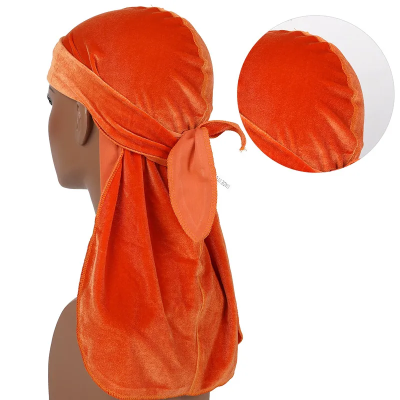 New Unisex Long Tail Velvet Breathable Durag Doo Rag Pirate Turban Hat hairband Bandanas Headwear Headwrap