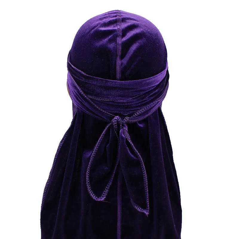 New Unisex Long Tail Velvet Breathable Durag Doo Rag Pirate Turban Hat hairband Bandanas Headwear Headwrap