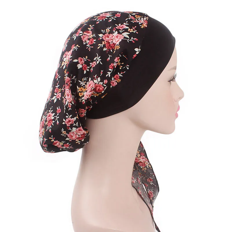 Muslim Women Cotton Turban Hat Scarves Pre-Tied Cancer Chemo Chemotherapy Bandana Headwear Headwrap Hair Loss Accessories