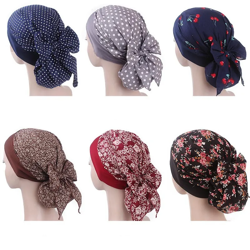 Muslim Women Cotton Turban Hat Scarves Pre-Tied Cancer Chemo Chemotherapy Bandana Headwear Headwrap Hair Loss Accessories