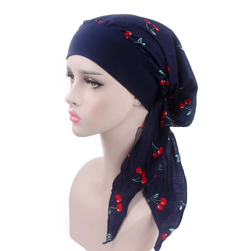 Muslim Women Cotton Turban Hat Scarves Pre-Tied Cancer Chemo Chemotherapy Bandana Headwear Headwrap Hair Loss Accessories