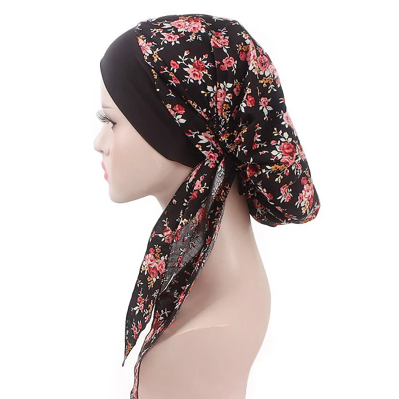 Muslim Women Cotton Turban Hat Scarves Pre-Tied Cancer Chemo Chemotherapy Bandana Headwear Headwrap Hair Loss Accessories