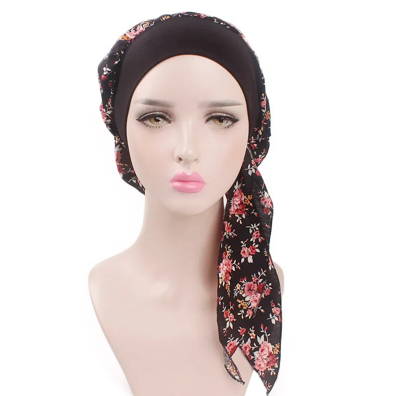 Muslim Women Cotton Turban Hat Scarves Pre-Tied Cancer Chemo Chemotherapy Bandana Headwear Headwrap Hair Loss Accessories