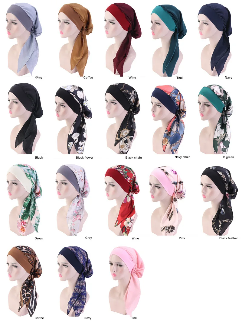 Muslim Women Cotton Turban Hat Scarves Pre-Tied Cancer Chemo Chemotherapy Bandana Headwear Headwrap Hair Loss Accessories