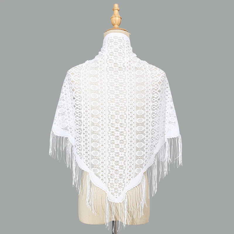 White Spanish Mantilla Lace Catholic Veil Chapel Scarf For Church Shawl Head Covering Scarf Shawl Muslim Woman Veil 60*145cm