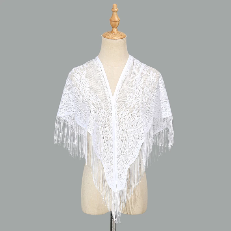 White Spanish Mantilla Lace Catholic Veil Chapel Scarf For Church Shawl Head Covering Scarf Shawl Muslim Woman Veil 60*145cm