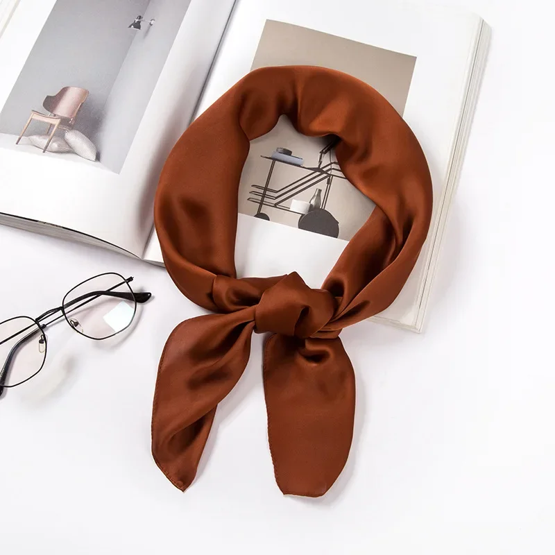 Satin Scarf Women 70cm Solid Color Smooth surface Head Scarves Square Fashion Neck Accessories For Ladies Bag Scarf Wholesale