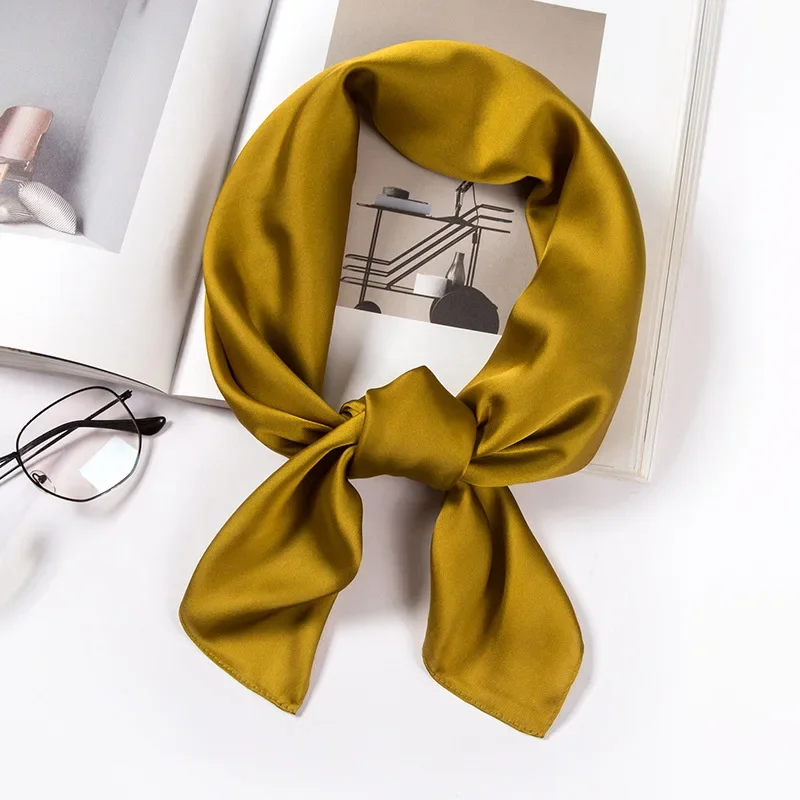 Satin Scarf Women 70cm Solid Color Smooth surface Head Scarves Square Fashion Neck Accessories For Ladies Bag Scarf Wholesale