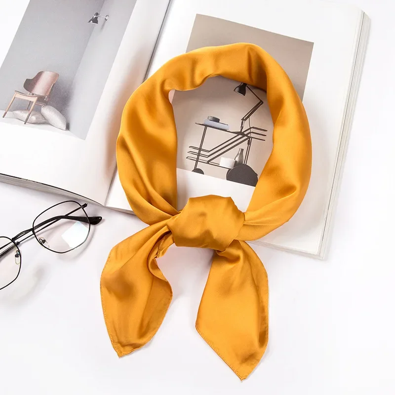 Satin Scarf Women 70cm Solid Color Smooth surface Head Scarves Square Fashion Neck Accessories For Ladies Bag Scarf Wholesale