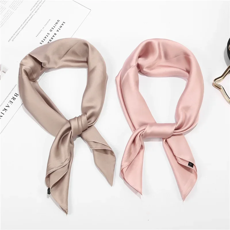 Satin Scarf Women 70cm Solid Color Smooth surface Head Scarves Square Fashion Neck Accessories For Ladies Bag Scarf Wholesale