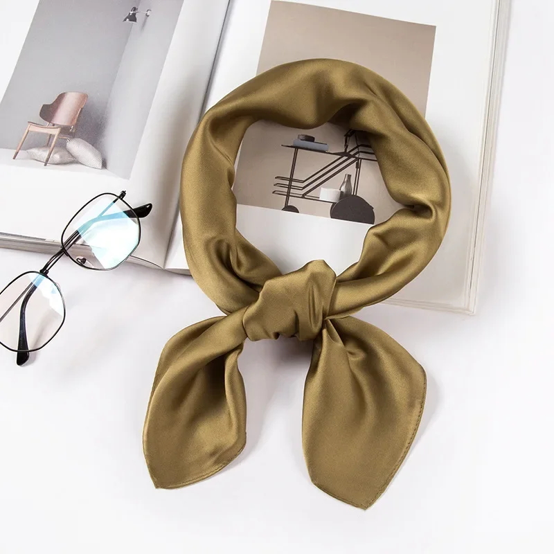 Satin Scarf Women 70cm Solid Color Smooth surface Head Scarves Square Fashion Neck Accessories For Ladies Bag Scarf Wholesale