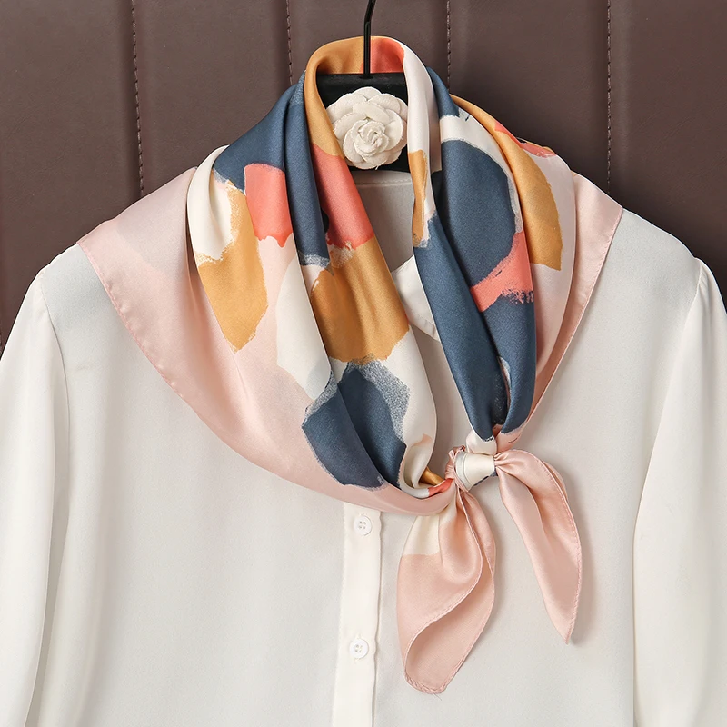 70x70cm 2023 Fashion Luxury Women Satin Silk Shawl Square Scarf Tie Wraps Neckerchief Scarves Lady Headband Bandana Foulard