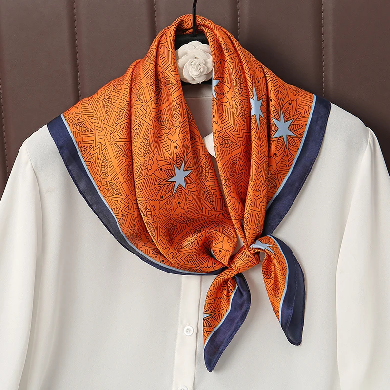 70x70cm 2023 Fashion Luxury Women Satin Silk Shawl Square Scarf Tie Wraps Neckerchief Scarves Lady Headband Bandana Foulard