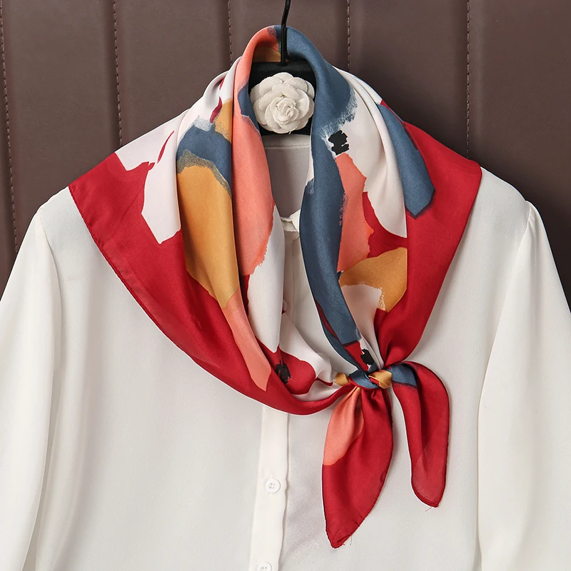 70x70cm 2023 Fashion Luxury Women Satin Silk Shawl Square Scarf Tie Wraps Neckerchief Scarves Lady Headband Bandana Foulard