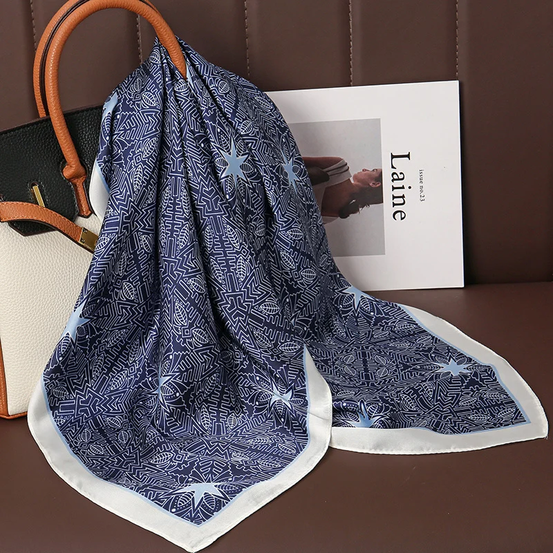 70x70cm 2023 Fashion Luxury Women Satin Silk Shawl Square Scarf Tie Wraps Neckerchief Scarves Lady Headband Bandana Foulard