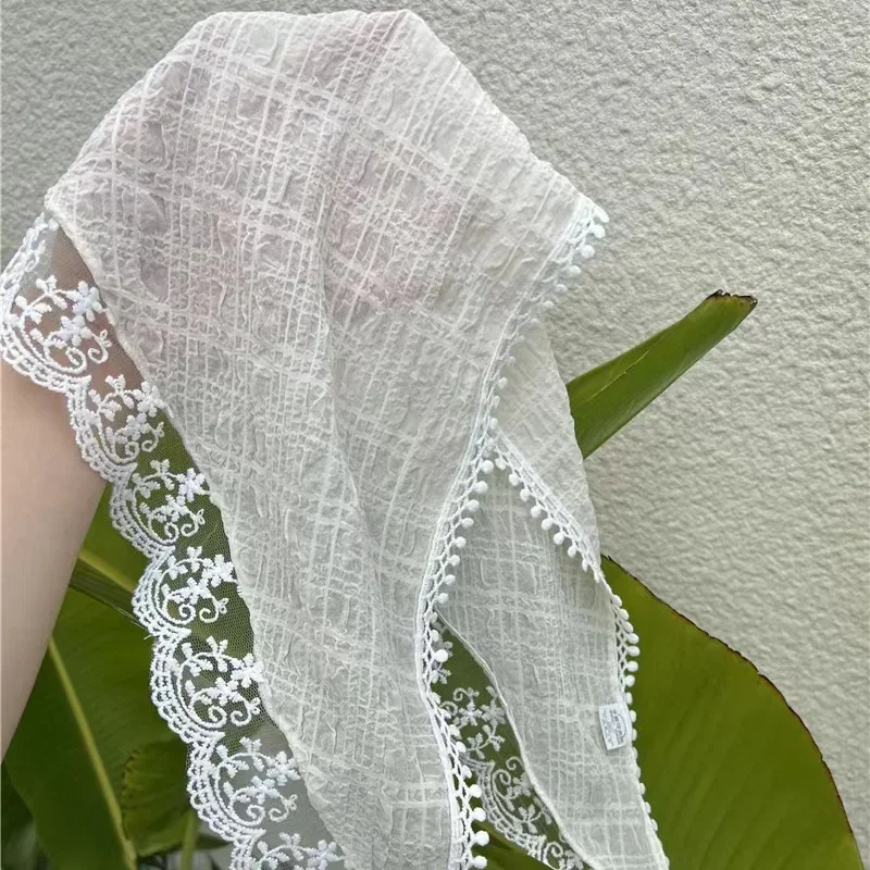 Korean Ins Lace Hair Scarf For Women Retro Triangle Hair Band Strap Hair Bag Headscarf Hat French Pastoral Style Travel Headband