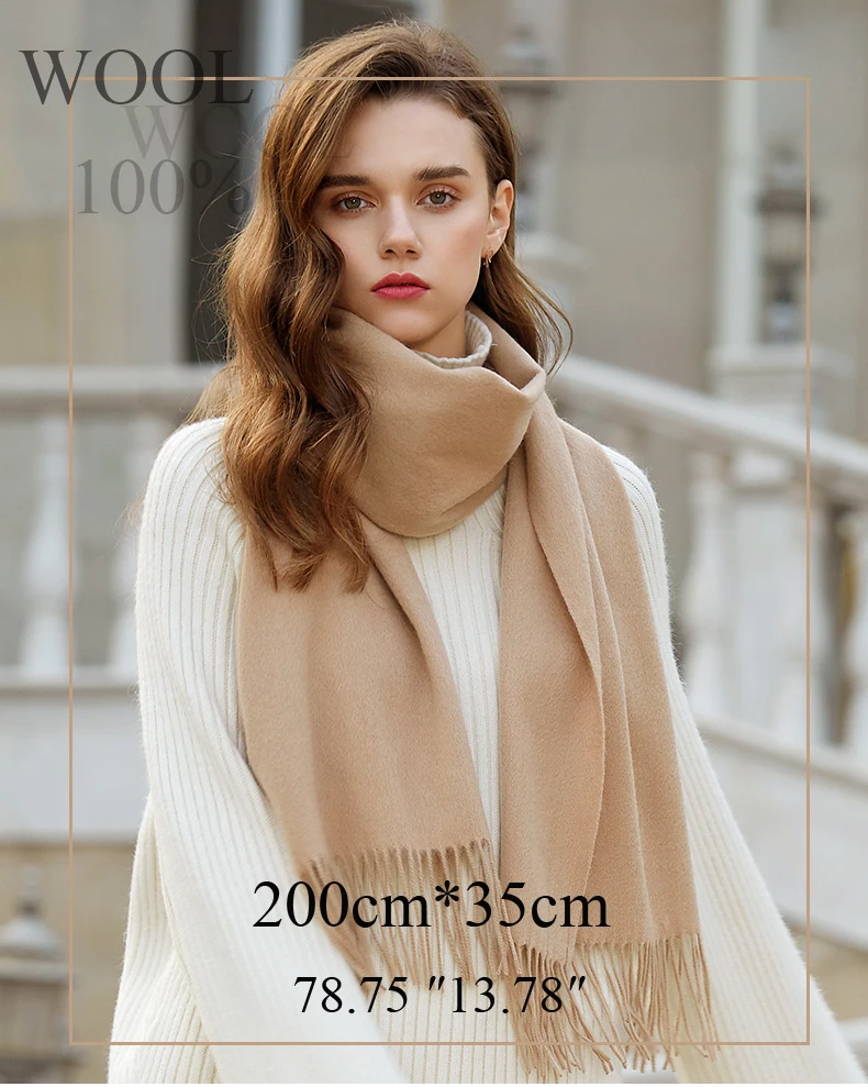 Solidlove Wool Winter Scarf Women Scarves Adult Scarves for ladies 100% Wool scarf women Fashion Cashmere Poncho Wrap