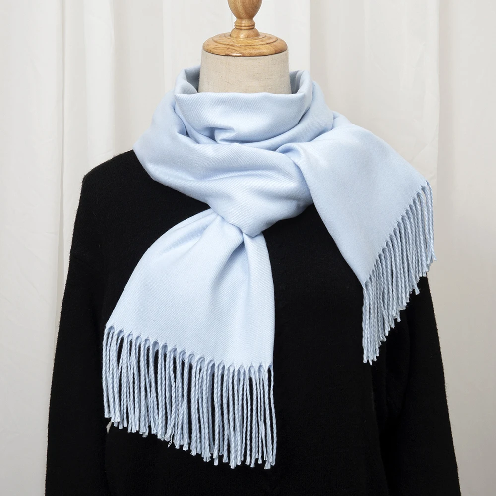 250g Fashion Solid Cashmere Scarf Women Winter Hijabs Tassels Long Lady Shawls Cashmere Pashmina Bandana Scarves Wraps Echarpe