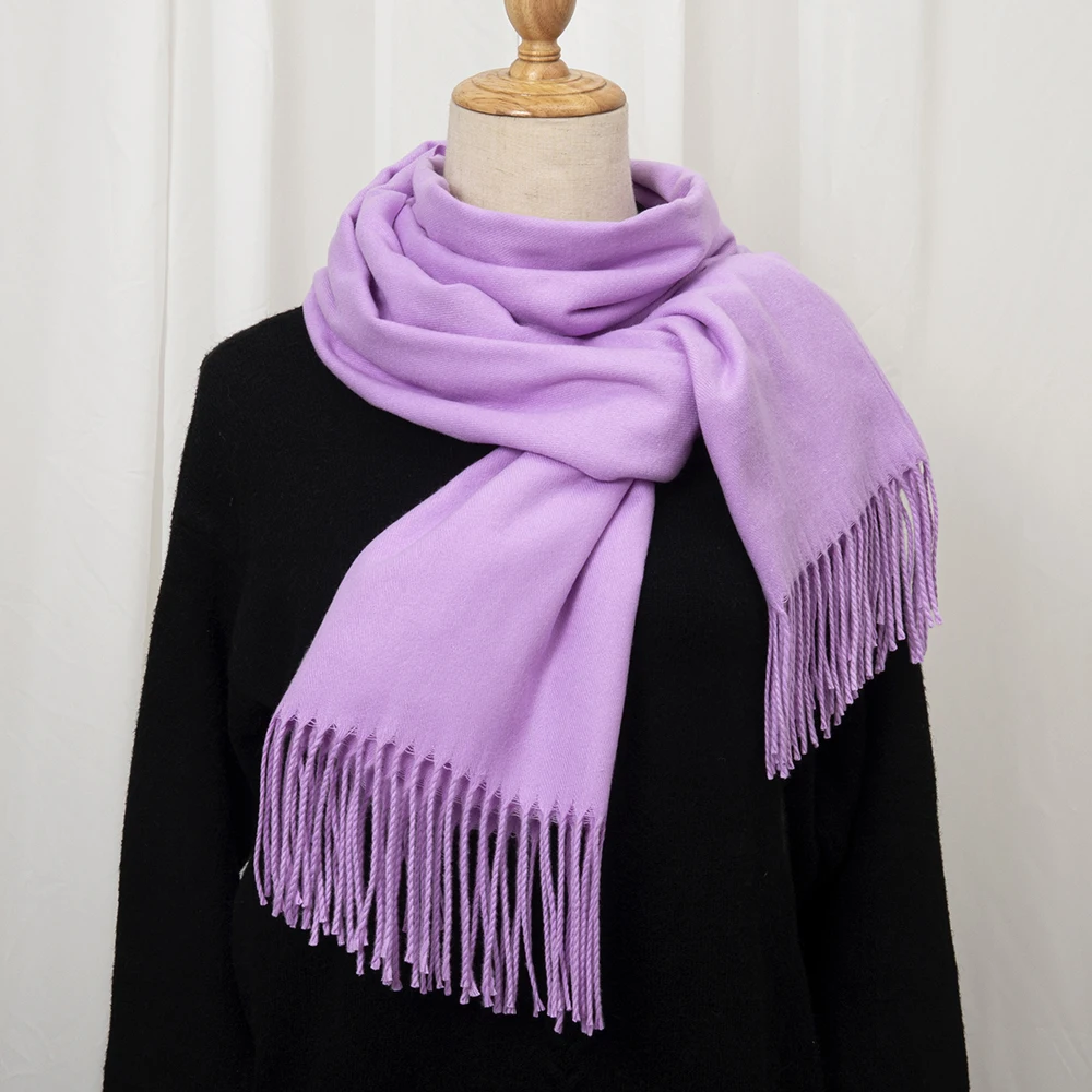 250g Fashion Solid Cashmere Scarf Women Winter Hijabs Tassels Long Lady Shawls Cashmere Pashmina Bandana Scarves Wraps Echarpe