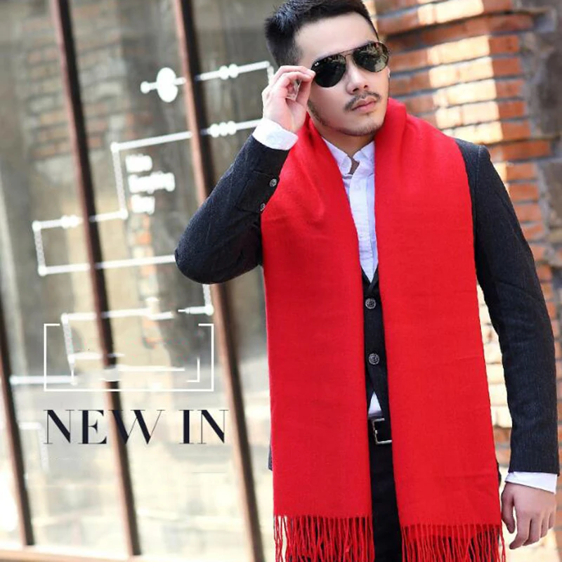 200*70cm Men Solid Black cashmere thicken shaw cashmere scarves with tassel man winter warm scarf male outdoors supplies