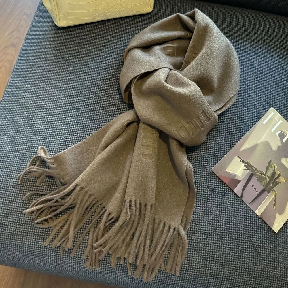 New Autumn Winter Wool Scarf Long Thickned Cashmere Scarves Letter Pattern Tassel Warm Scarves